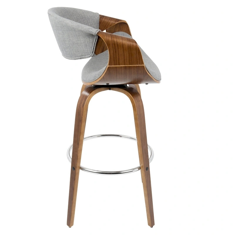 30 Fixed-Height Bar Stool with Bent Wood Legs and Round Footrest (Set of 2)