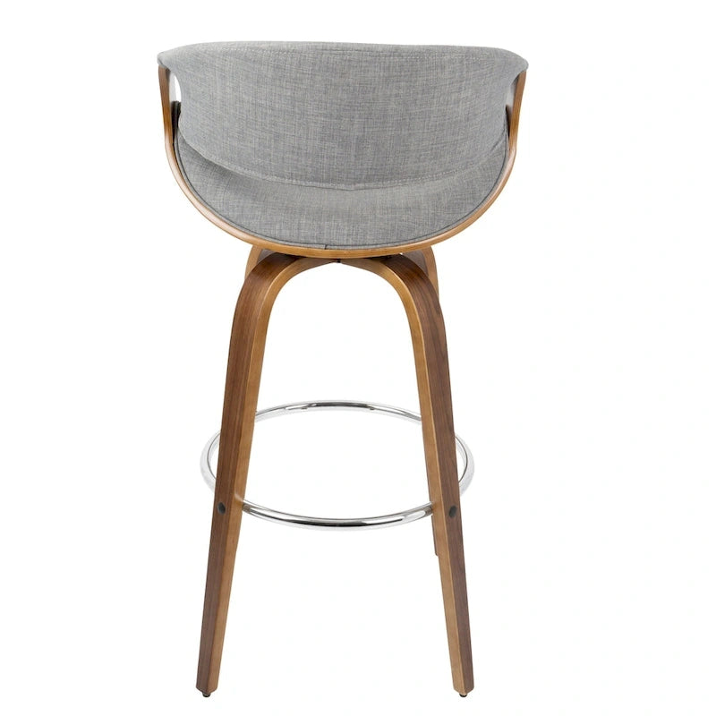 30 Fixed-Height Bar Stool with Bent Wood Legs and Round Footrest (Set of 2)
