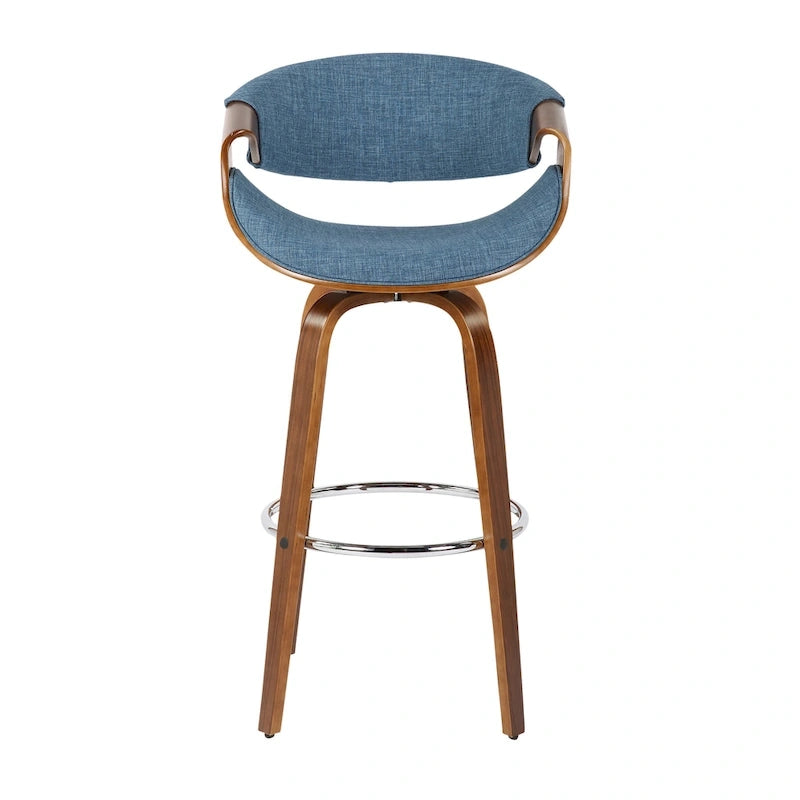 30 Fixed-Height Bar Stool with Bent Wood Legs and Round Footrest (Set of 2)