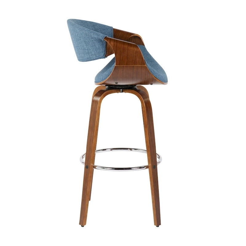 30 Fixed-Height Bar Stool with Bent Wood Legs and Round Footrest (Set of 2)