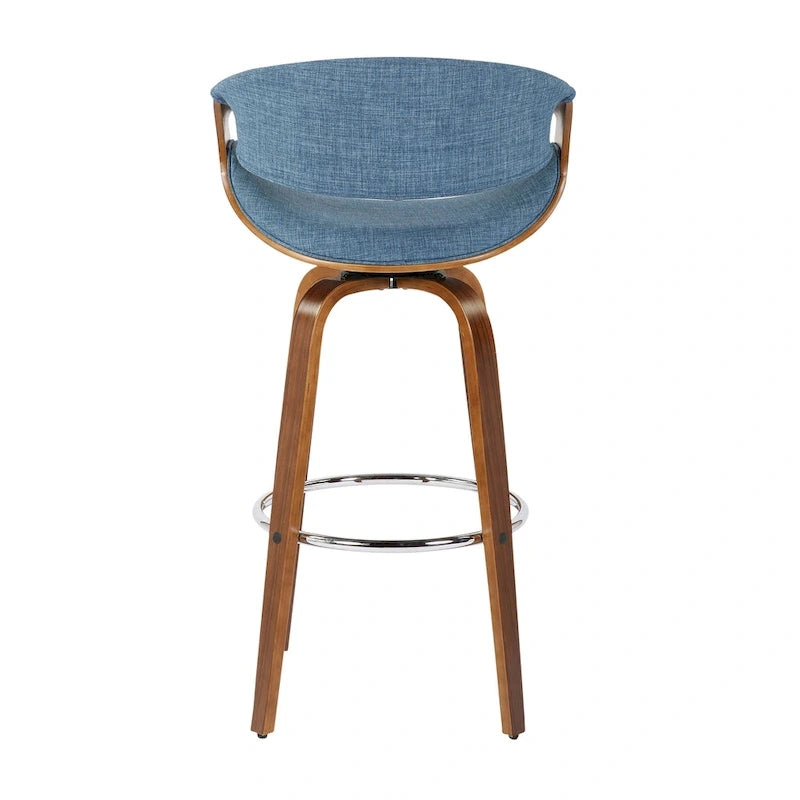 30 Fixed-Height Bar Stool with Bent Wood Legs and Round Footrest (Set of 2)