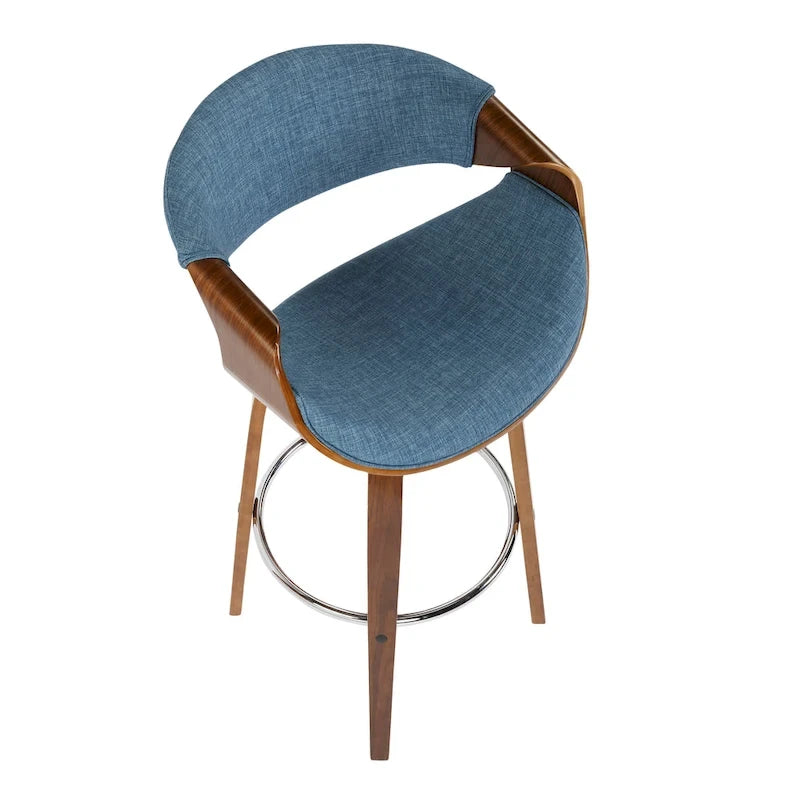 30 Fixed-Height Bar Stool with Bent Wood Legs and Round Footrest (Set of 2)