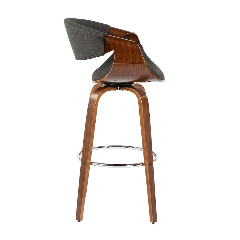 30 Fixed-Height Bar Stool with Bent Wood Legs and Round Footrest (Set of 2)