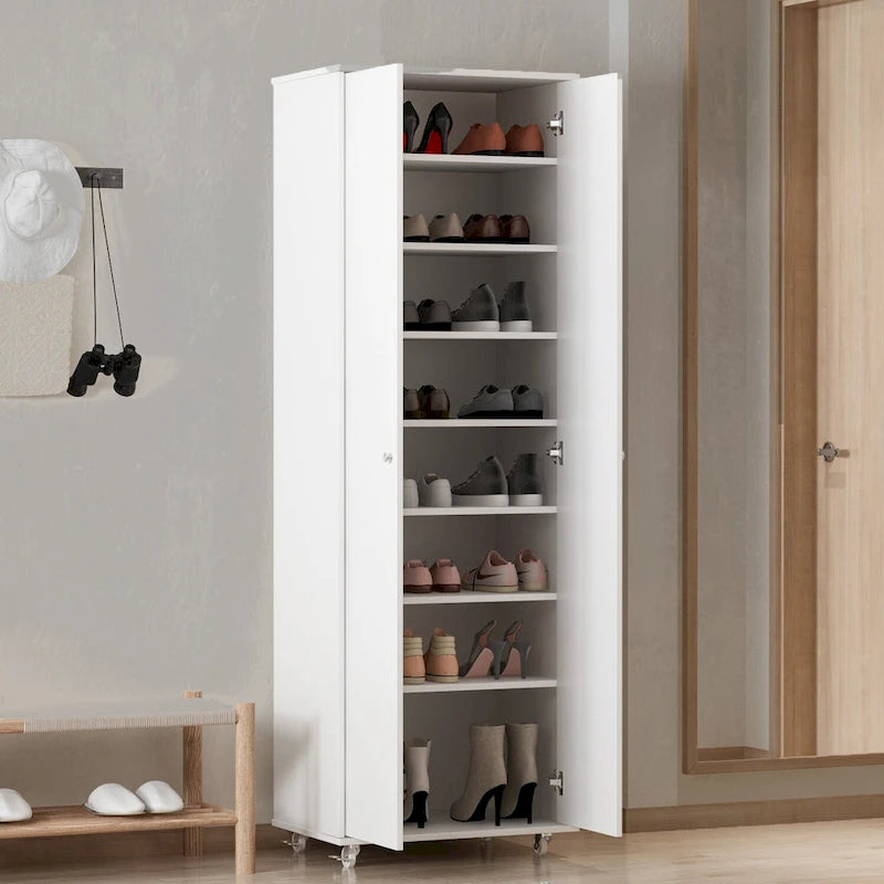 23.6 W 70.9High Shoe Cabinet, 8 Floors, Three Adjustable Boards