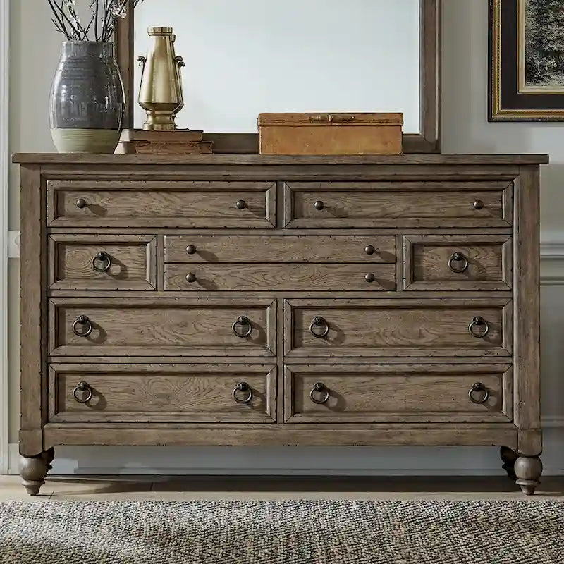 Dusty Taupe 9 Drawer Dresser