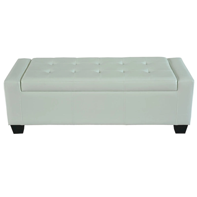 Porch & Den Pickard White Faux Leather Storage Ottoman Bench