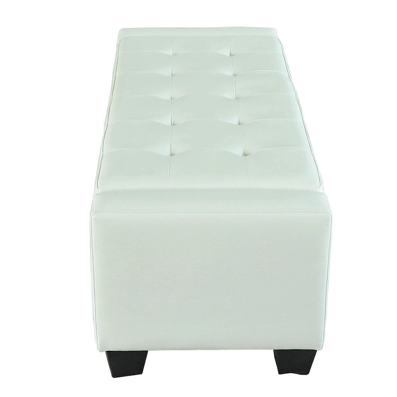 Porch & Den Pickard White Faux Leather Storage Ottoman Bench