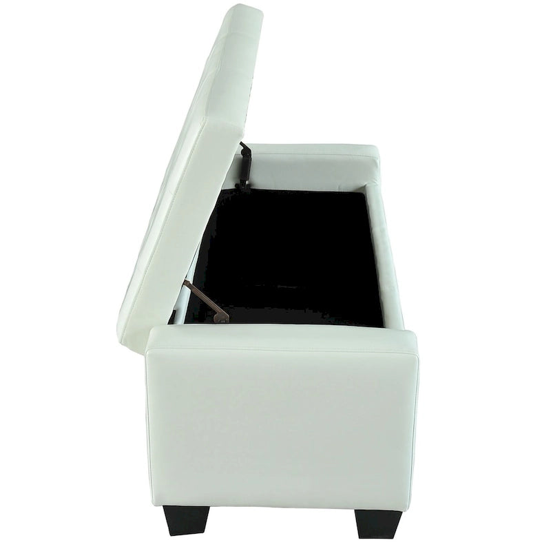 Porch & Den Pickard White Faux Leather Storage Ottoman Bench