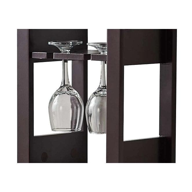 Floor Wine Rack - 12 Bottle Wine Storage Display Shelf with Wine Glass Holder , Cherry