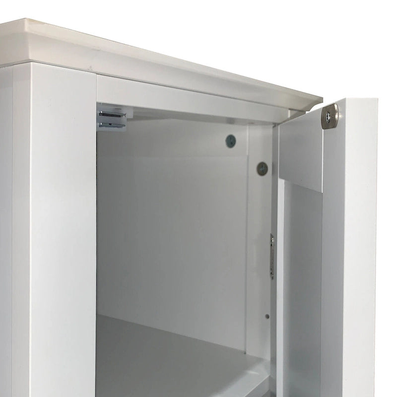 Tall Narrow Tower Freestanding Cabinet with 2 Shutter Doors 5 Tier Shelves for Bathroom, Kitchen ,Living Room,Storage Cabinet