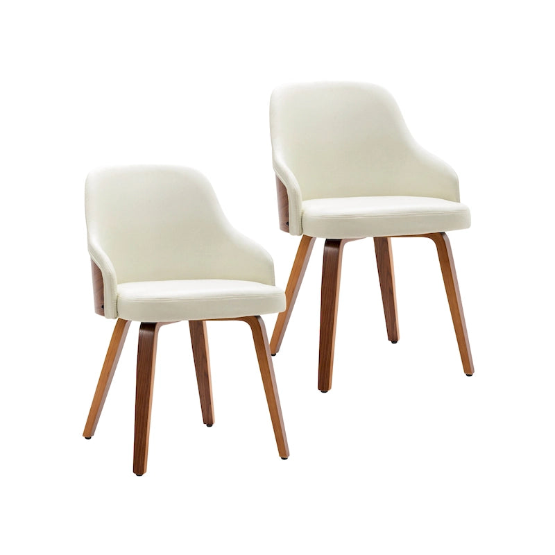 Dining Chairs Set of 2, Fabric Upholstery, Bentwood Legs