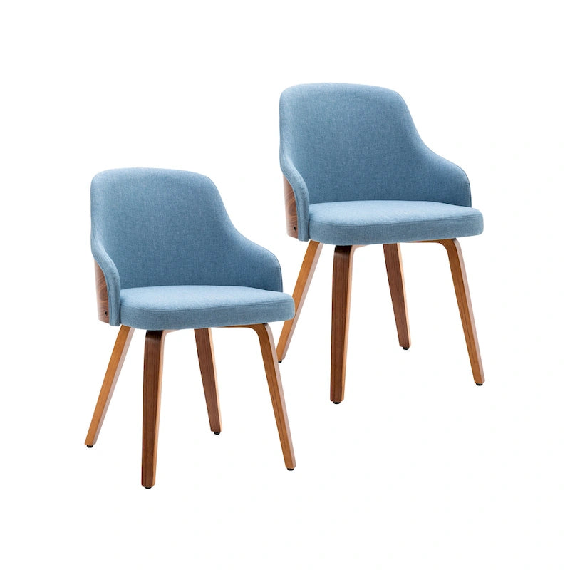 Dining Chairs Set of 2, Fabric Upholstery, Bentwood Legs