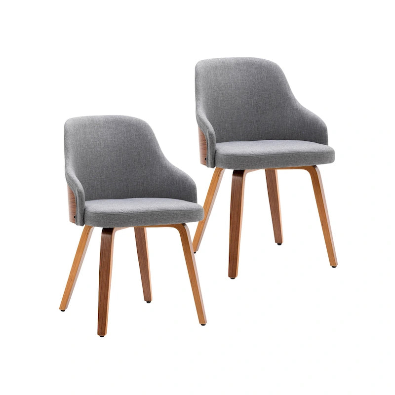 Dining Chairs Set of 2, Fabric Upholstery, Bentwood Legs