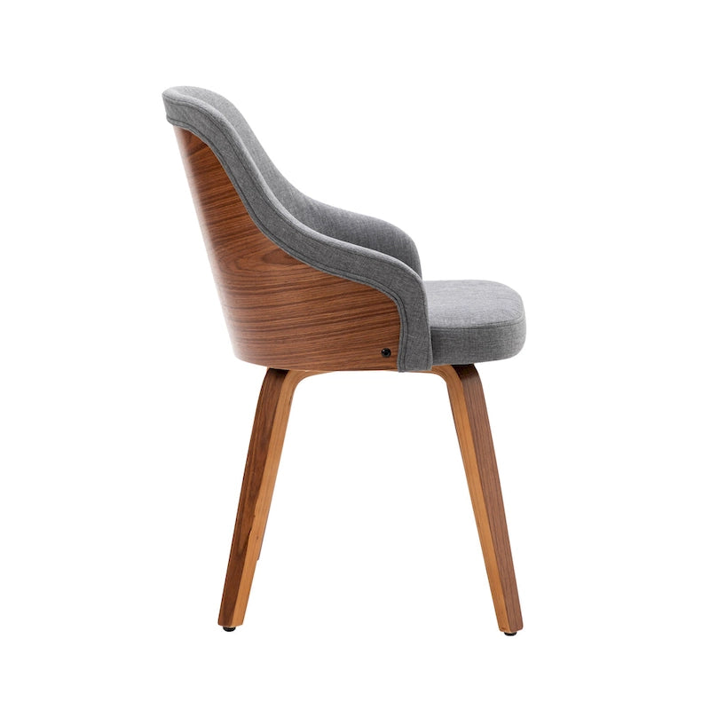 Dining Chairs Set of 2, Fabric Upholstery, Bentwood Legs
