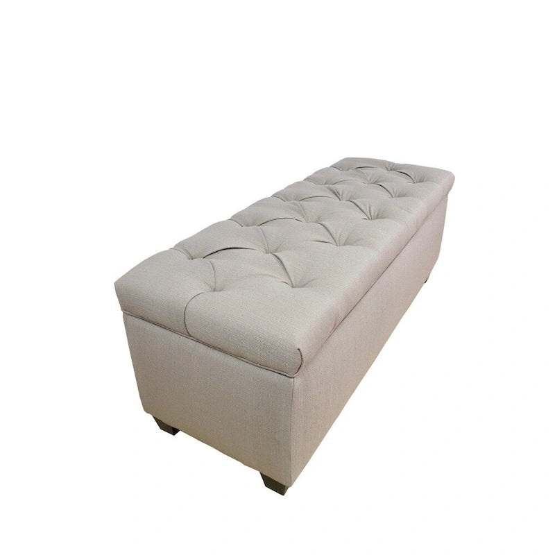 The Sole Secret Sachi Khaki Diamond Tufted Shoe Storage Bench