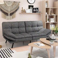 Futon Sofa Bed, Memory Foam Foldable Couch Convertible Loveseat Sleeper Daybed with Adjustable Armrests for Small Space