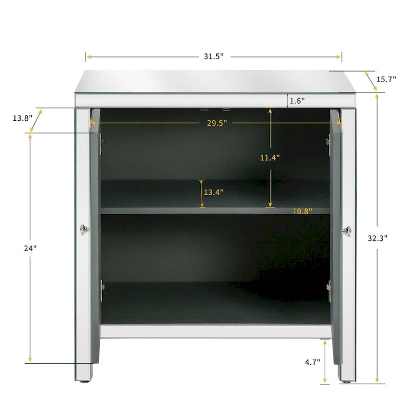 Storage Cabinet with Mirror Trim Living Room Dining Room Entryway Kitchen
