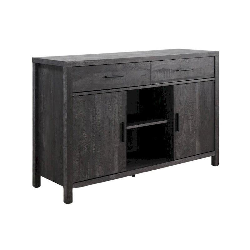 Q-Max 47W Sideboard Storage Cabinet, Dining Server Cupboard Buffet Table with Two Cabinets, Two Drawers, Two Open Shelves