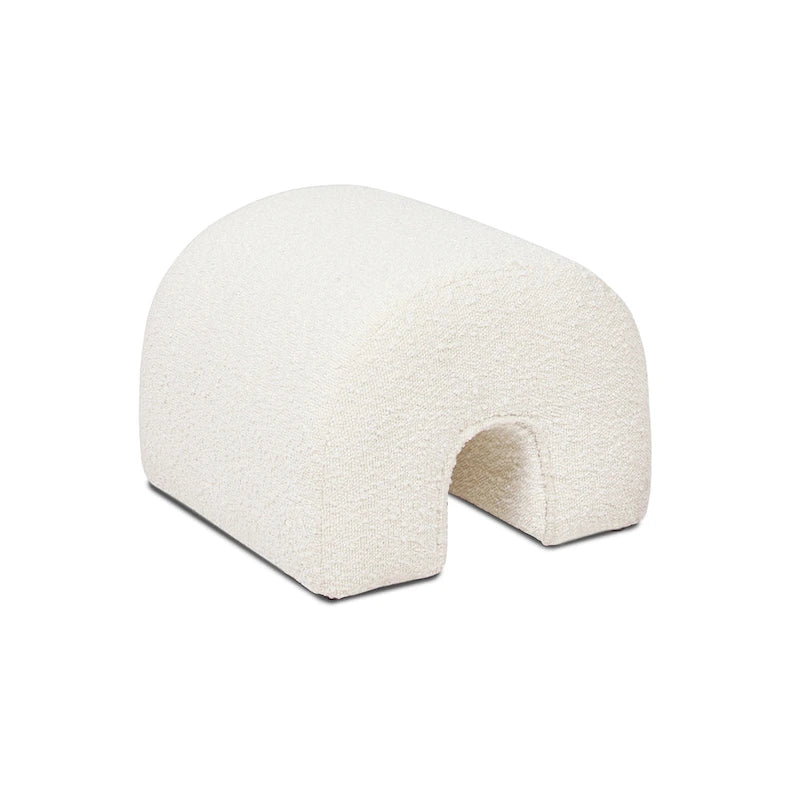 Boucle Faux Sherpa Upholstered Arched Footstool Ottoman
