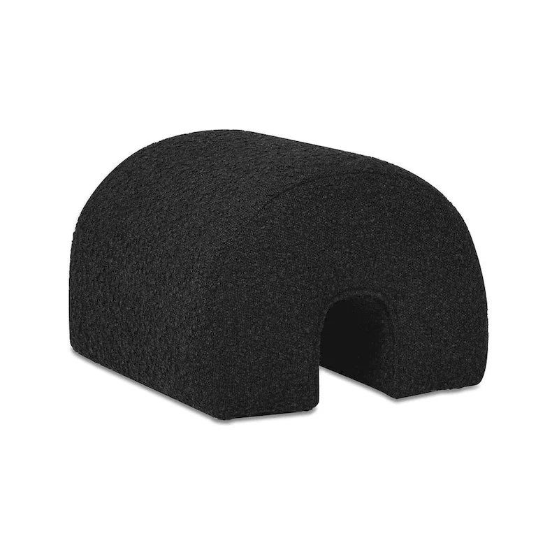 Boucle Faux Sherpa Upholstered Arched Footstool Ottoman