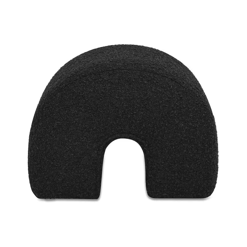 Boucle Faux Sherpa Upholstered Arched Footstool Ottoman