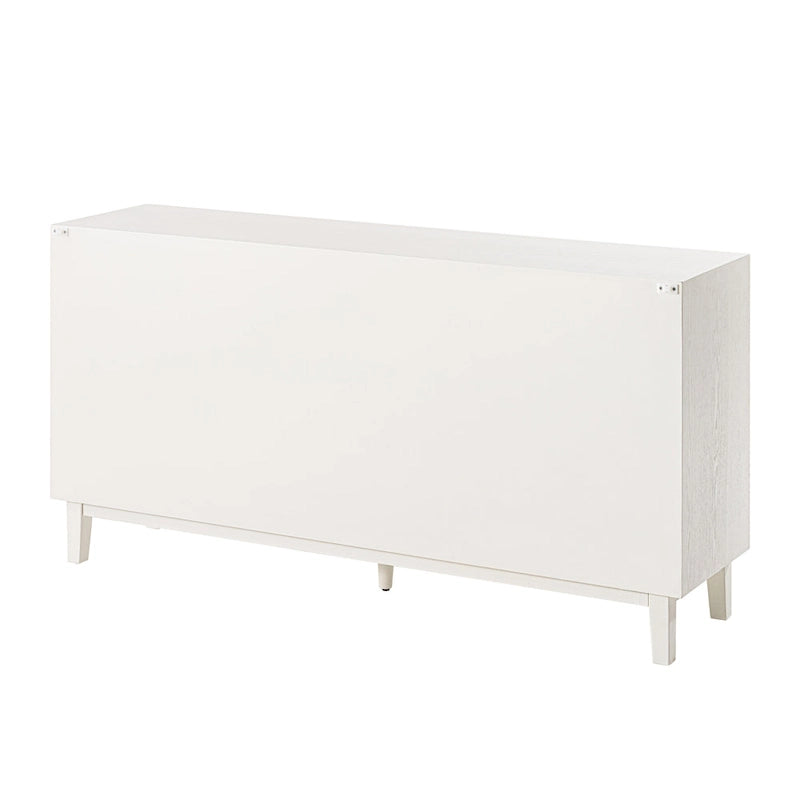 COZAYH Modern 4 Doors Cabinet with 3D Curved Motif and Push Latch, TV Stand, Sideboard Buffet Cabinet