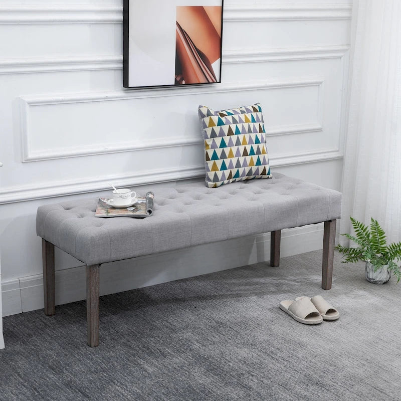 HOMCOM SimpleTufted Upholstered Ottoman Accent Bench with Soft Comfortable Cushion & Fashionable Modern Design