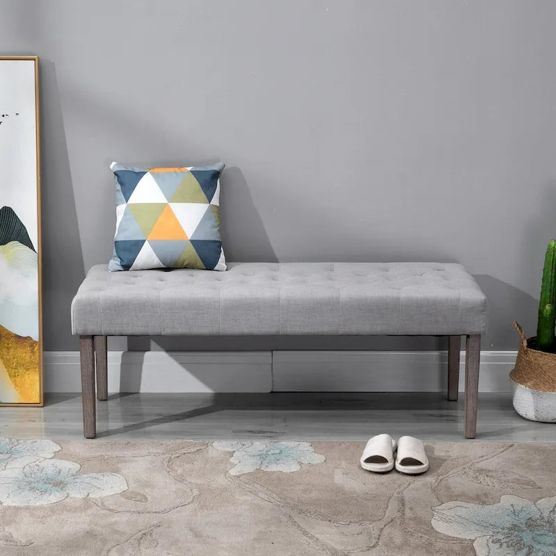 HOMCOM SimpleTufted Upholstered Ottoman Accent Bench with Soft Comfortable Cushion & Fashionable Modern Design