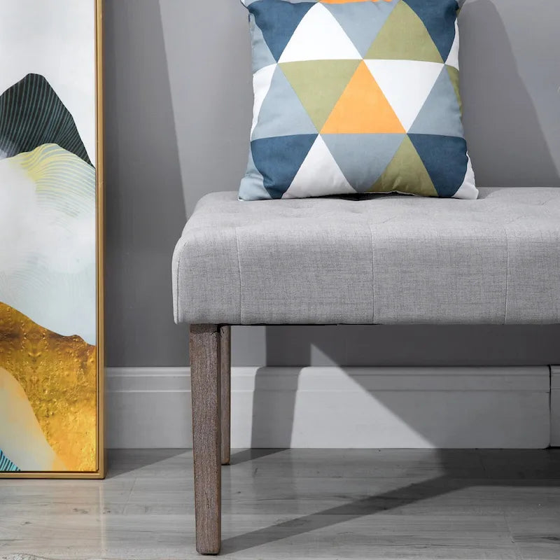 HOMCOM SimpleTufted Upholstered Ottoman Accent Bench with Soft Comfortable Cushion & Fashionable Modern Design