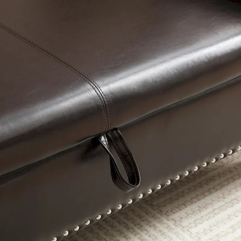63 PU End of Bed Bench Flip Top Entryway Ottoman with 1 Pillow