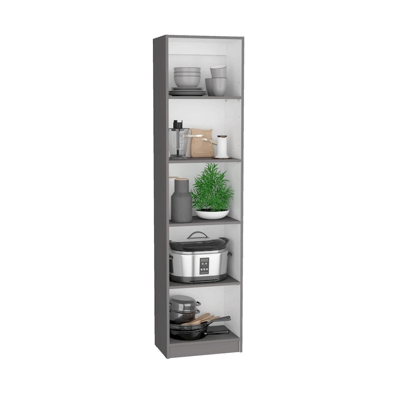 Kenyon Tall 5-Shelf Narrow and Cabinet Bookcase Set of 2