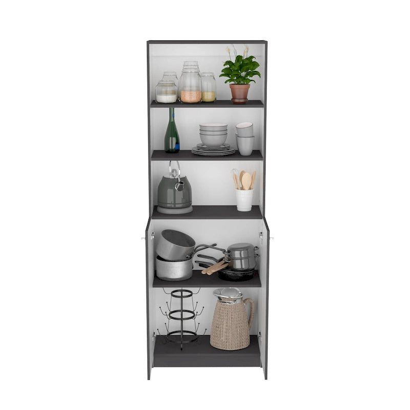 Kenyon Tall 5-Shelf Narrow and Cabinet Bookcase Set of 2