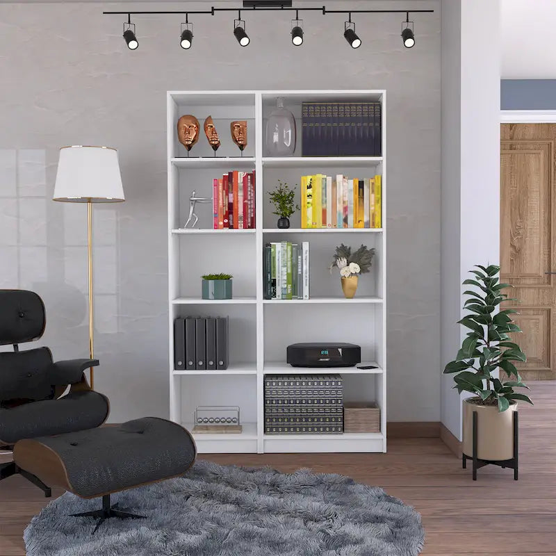 Kenyon Tall 5-Shelf Narrow and Cabinet Bookcase Set of 2