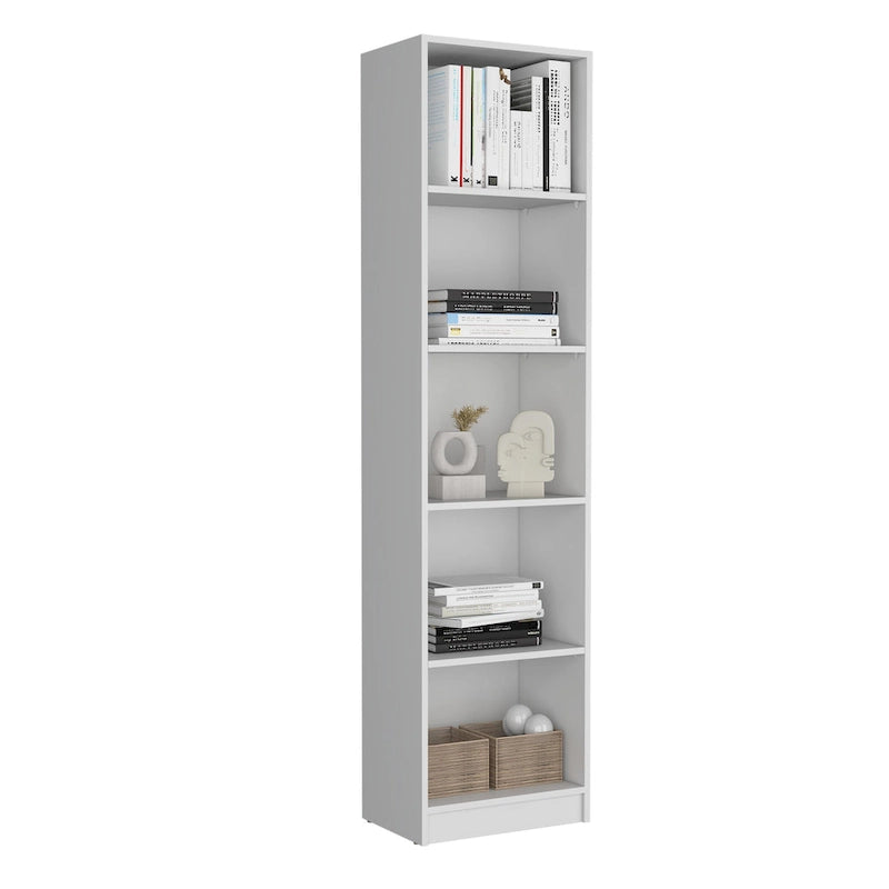 Kenyon Tall 5-Shelf Narrow and Cabinet Bookcase Set of 2