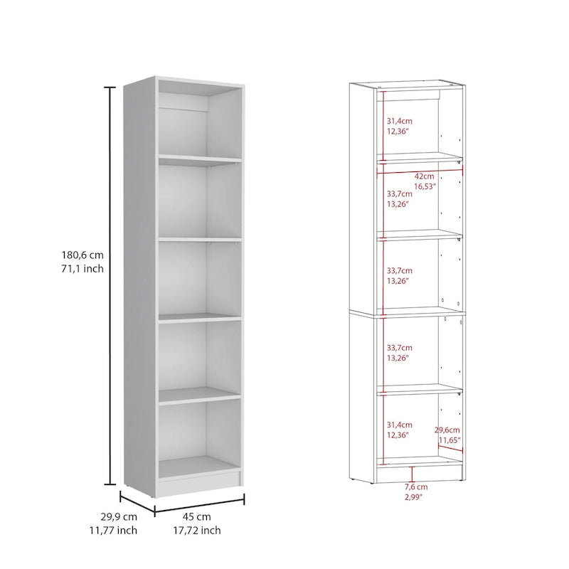 Kenyon Tall 5-Shelf Narrow and Cabinet Bookcase Set of 2
