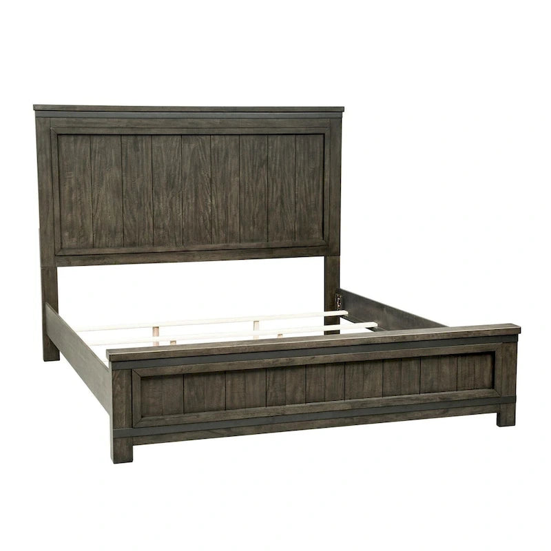 Beaten Grey King Panel Headboard