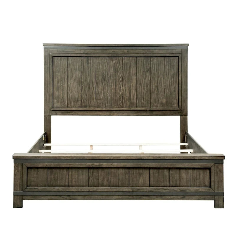 Beaten Grey King Panel Headboard