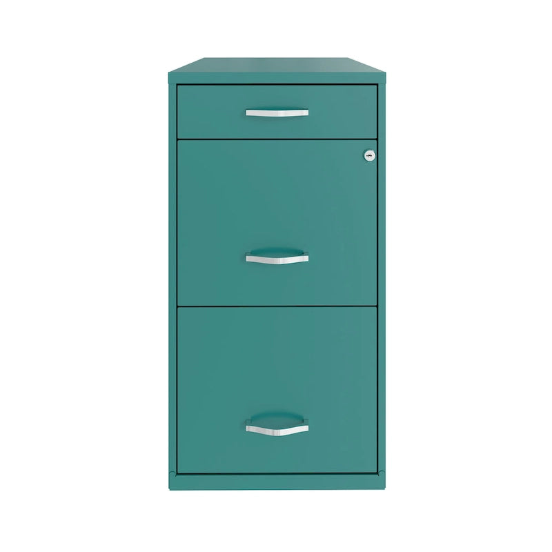 Space Solutions 18 Deep 3 Drawer Metal Organizer File Cabinet, Teal