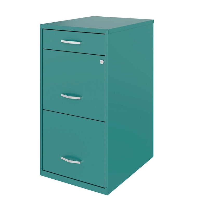 Space Solutions 18 Deep 3 Drawer Metal Organizer File Cabinet, Teal