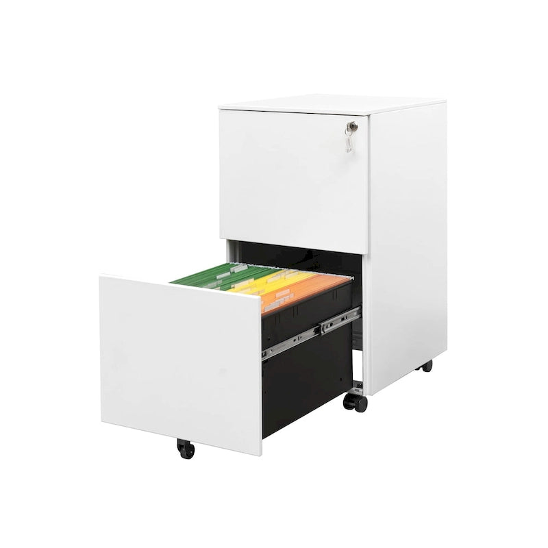 2 Drawer Steel Mobile Filing Cabinet with Lock and Anti-tilt Wheels