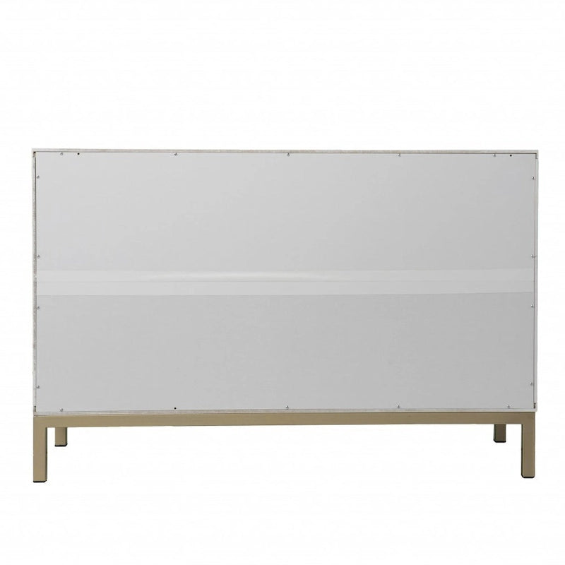 HomeRoots 40 White Carved Geometric Sideboard with Two Doors