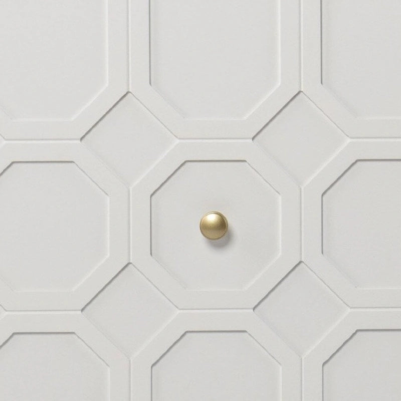 HomeRoots 40 White Carved Geometric Sideboard with Two Doors