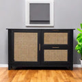 HomeRoots 50 Black Solid Wood Two Drawer Sideboard
