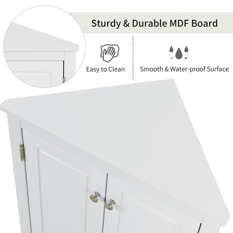 Grey Triangle Bathroom Storage Cabinet with Adjustable Shelves