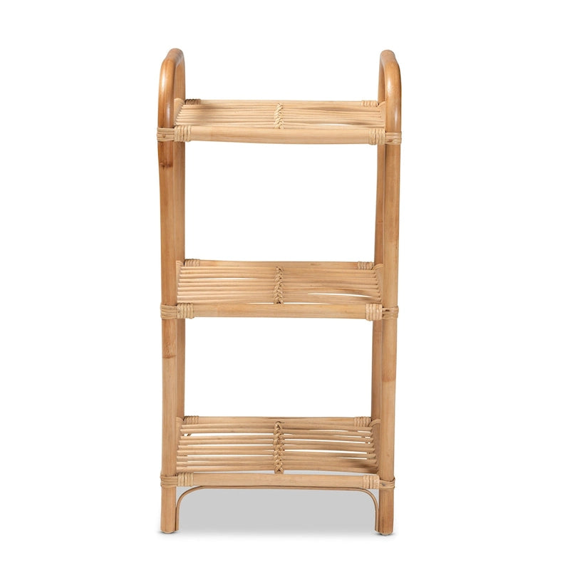 Barras Bohemian Natural Brown Finished Rattan 3-Tier Display Shelf