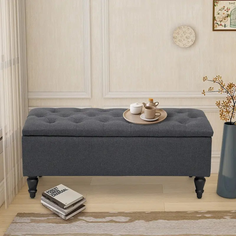 Maypex 38 Fabric Upholstered Tufted Storage Bench