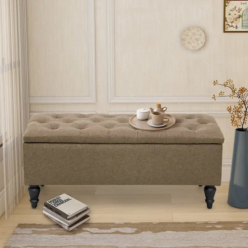 Maypex 38 Fabric Upholstered Tufted Storage Bench