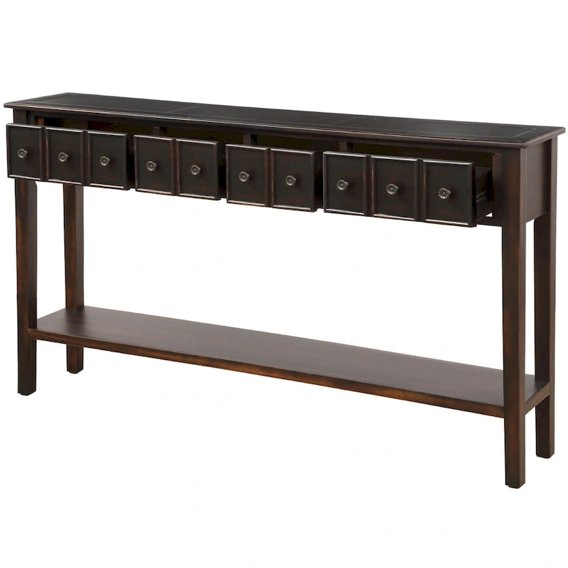 Rustic 4-drawers Long Entryway Console Table