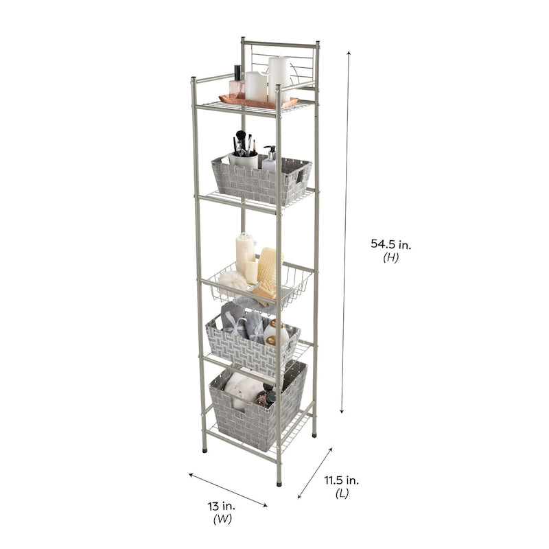 Bath Bliss 5 Tier Storage Shelf in Oil Rubbed Bronze - 13x11.6x58.7
