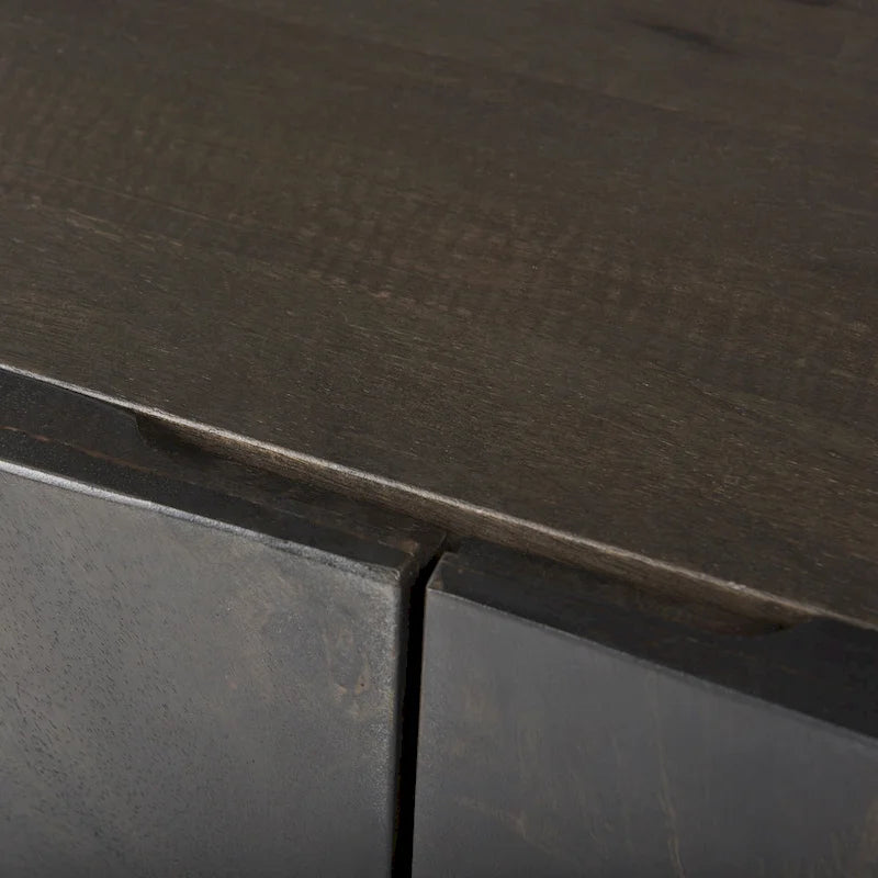 Darwin Brown Solid Wood Gold Metal Base 4 Cabinet Door Sideboard - 80.1L x 17.3W x 29.9H